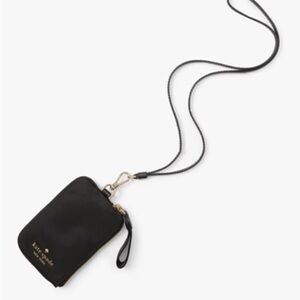 Kate Spade Chelsea Card Case Lanyard Black Nylon KC630 New